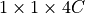 1\times 1\times 4C